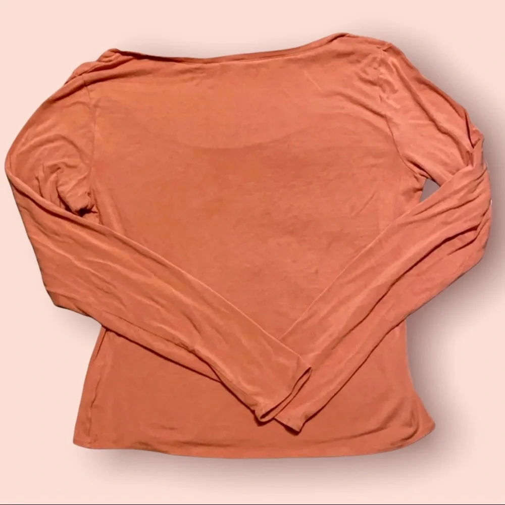 City DKNY Large Shirt Salmon Pink Stretchy Donna Karan Long Sleeves - Picture 4 of 4